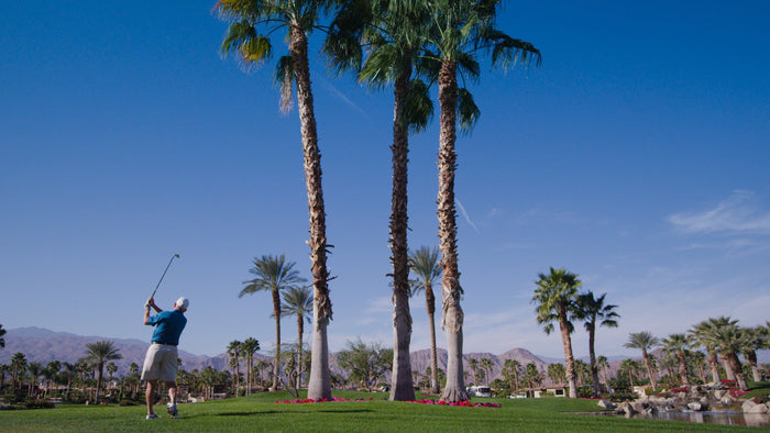 Man golfing at Indio Motorcoach Resort